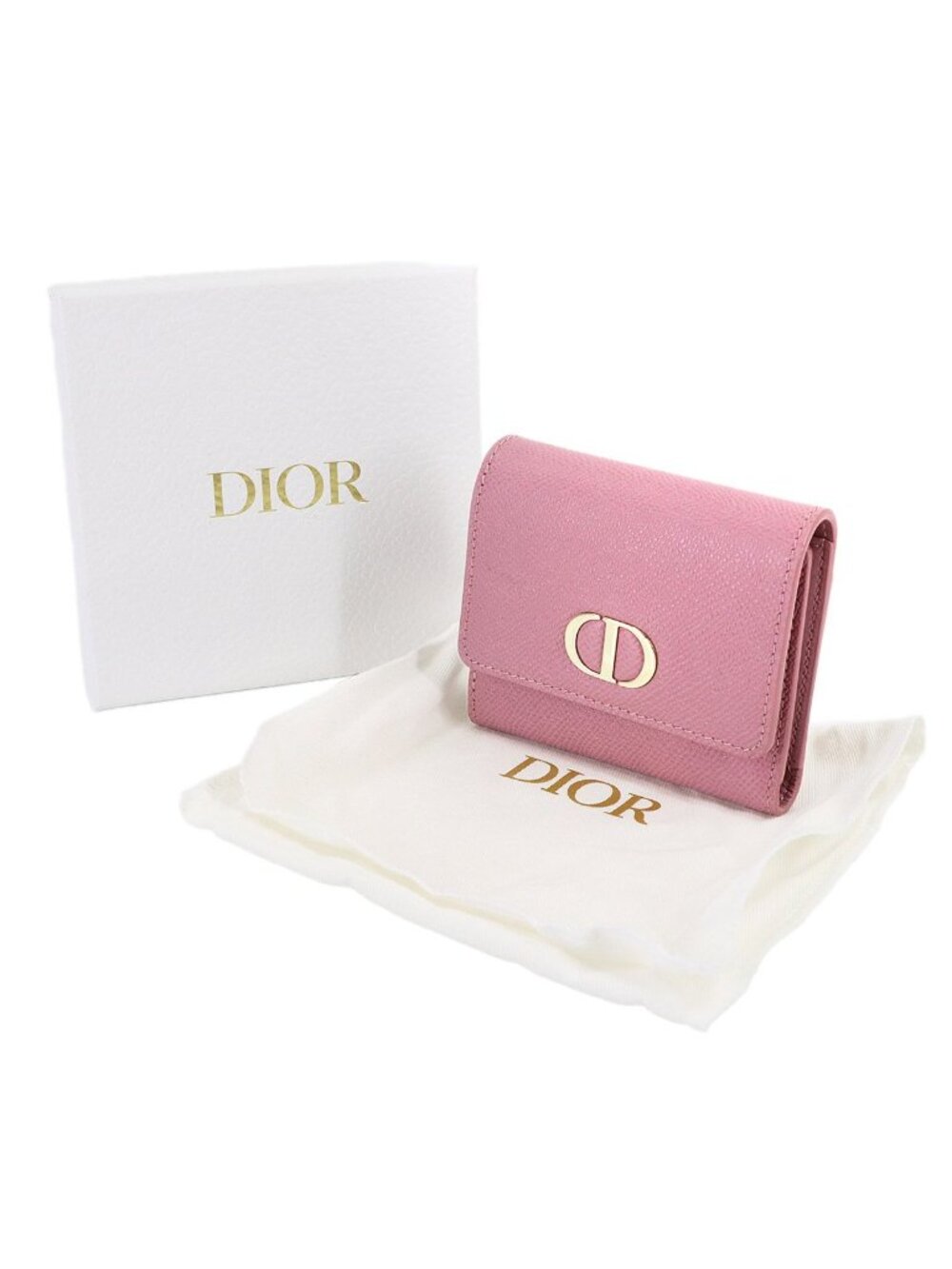 Dior 30 Montaigne Compact Wallet Trifold Leather Pink - Picture 2 of 10